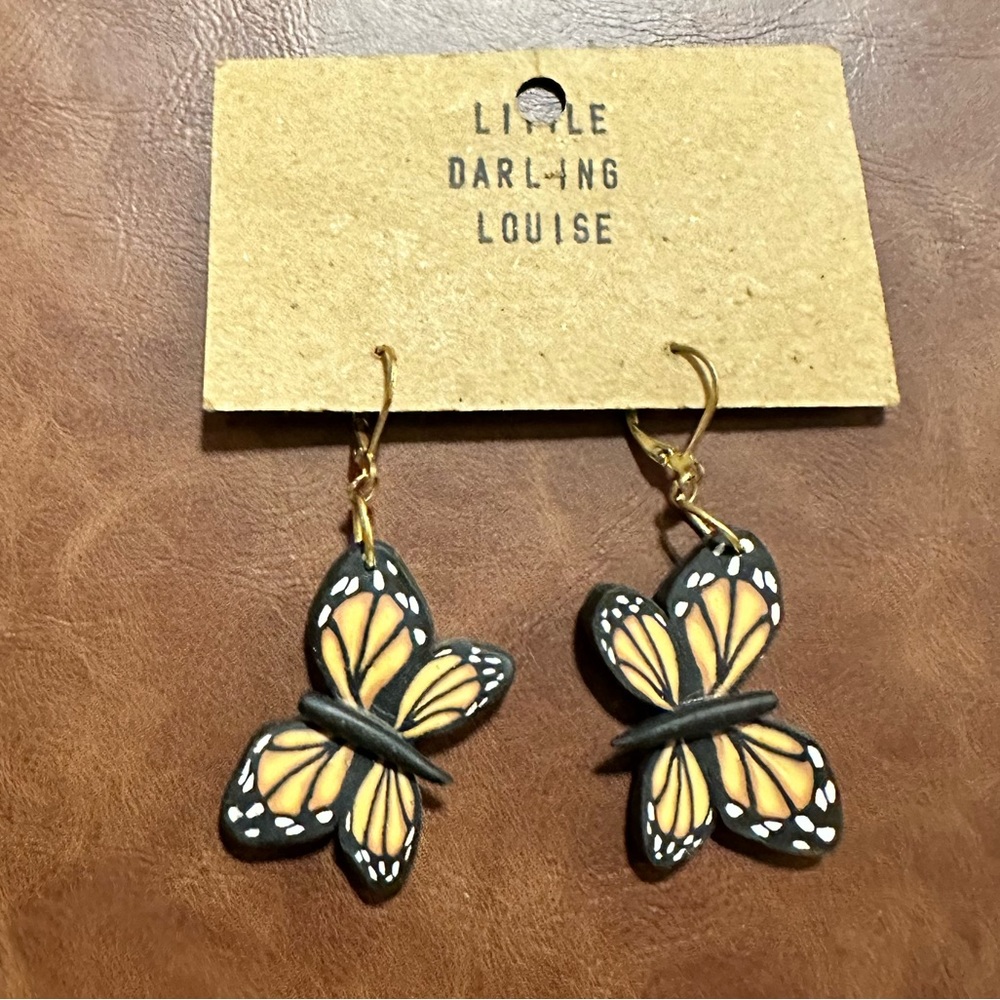 Clay butterfly earrings 14k gold plated
